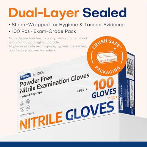 Supmedic Medical Nitrile Exam Gloves, Latex-Free, Powder-Free, Food Safe, Cooking Food Prep, Disposable Gloves, Blue, 100 Pcs (X-Large) - Image 5
