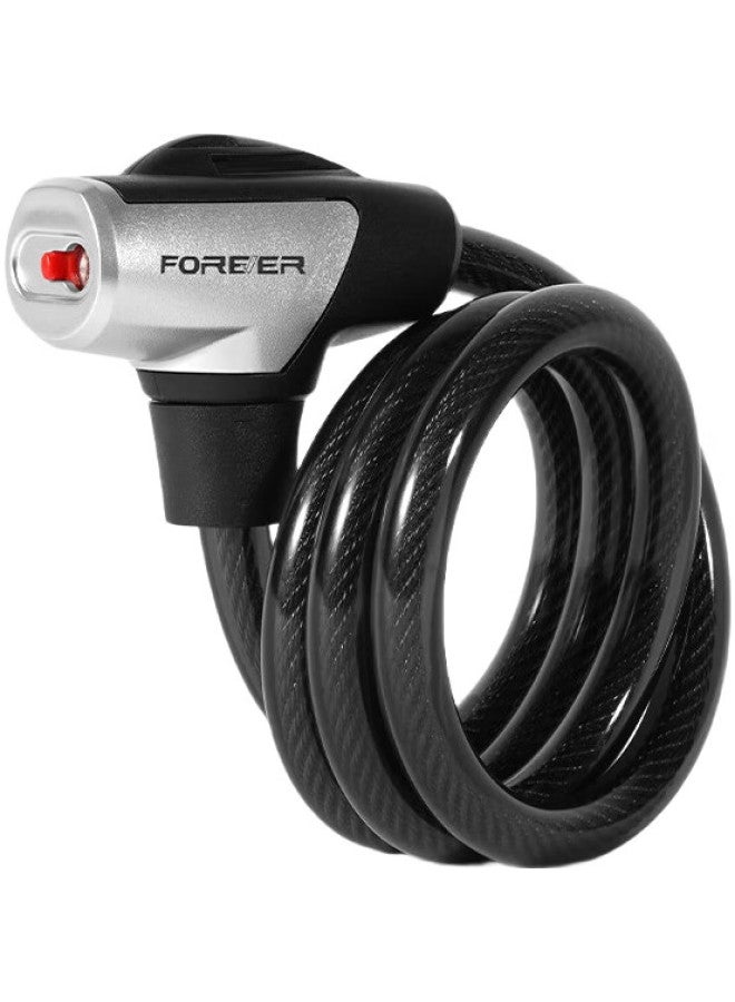 Forever Portable Bicycle Lock, Anti-Theft Lock, Steel Cable Lock For Bicycles And Electric Bikes, Thickened Steel Cable Lock, 1.2 Meters, Silver - Image 2