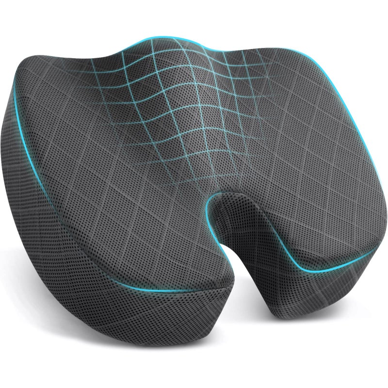 TushGuard Seat Cushion - Memory Foam Cushion for Office Chair, Car Seat, Airplane, Bleacher - Sciatica & Hip & Coccyx Pain Relief Cushions for Long Sitting Office Workers, Car Drivers (Grey, X-Large) - Image 1