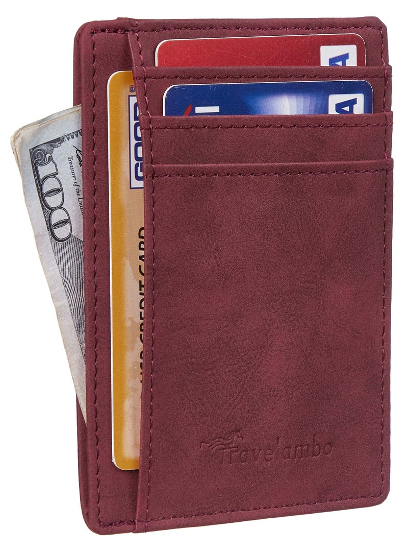 Travelambo Slim Wallet Front Pocket Minimalist Leather RFID Blocking Medium Size - Image 2