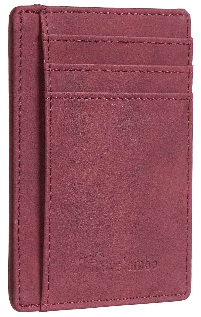 Travelambo Slim Wallet Front Pocket Minimalist Leather RFID Blocking Medium Size - Image 1