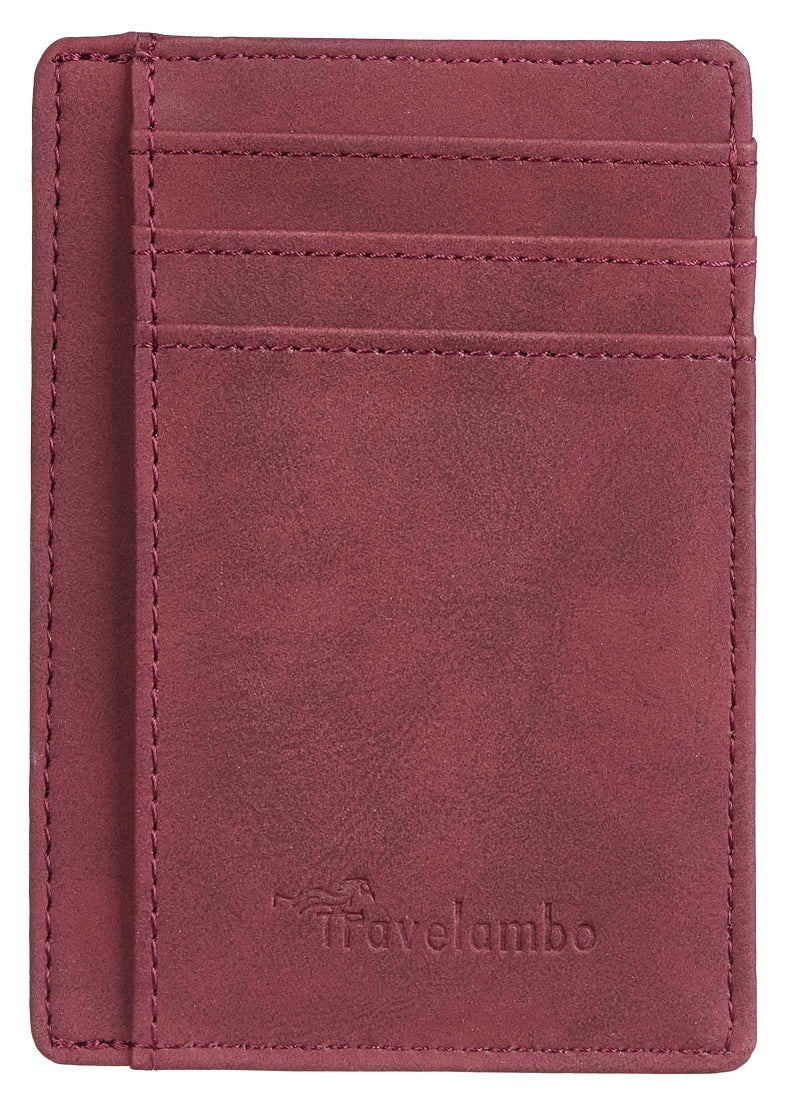 Travelambo Slim Wallet Front Pocket Minimalist Leather RFID Blocking Medium Size - Image 4