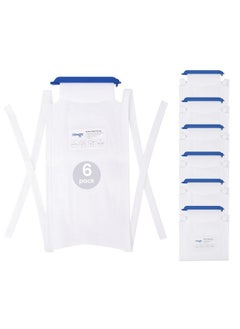 NEWGO Refillable Ice Bags with Clamp Closure [Pack of 6] Large 7 X 4.6, Reusable Easy Filling Hospital Ice pack with Soft Outer Covering and Leak Resistant Inner Layer