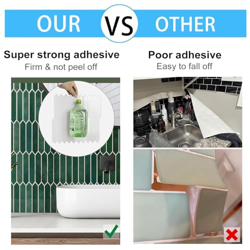 WalDecoo 10-Sheet Peel and Stick Backsplash Tile, Self-Adhesive Green Long Hexagon Wall Tiles, Stick on Backsplash for Kitchen, Bathroom, Fireplace, RV, Thicker Design(12"×12"). - Image 3