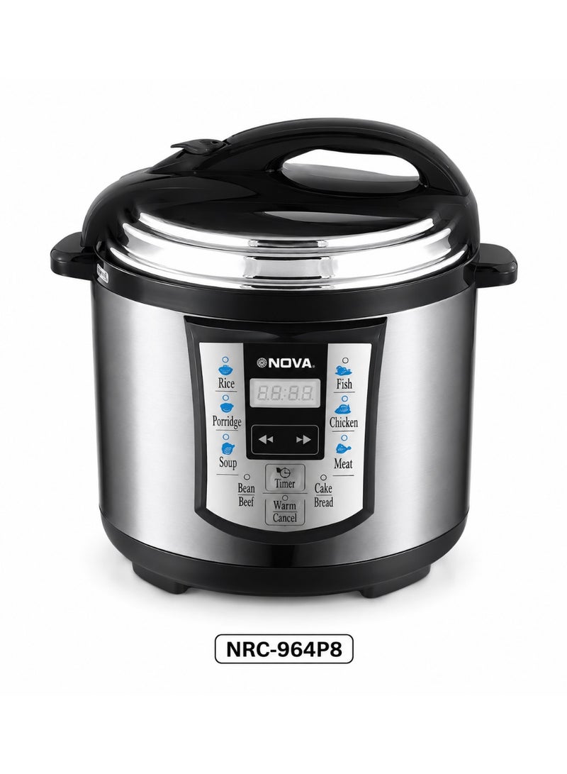 Nova NRC-964P8 8L Electric Pressure Cooker, 1300W Digital Multi-Function Cooker with Rice, Soup, Meat & Chicken Modes, Large Capacity Pressure Cooker for Fast & Convenient Home Meal Preparation - Image 2