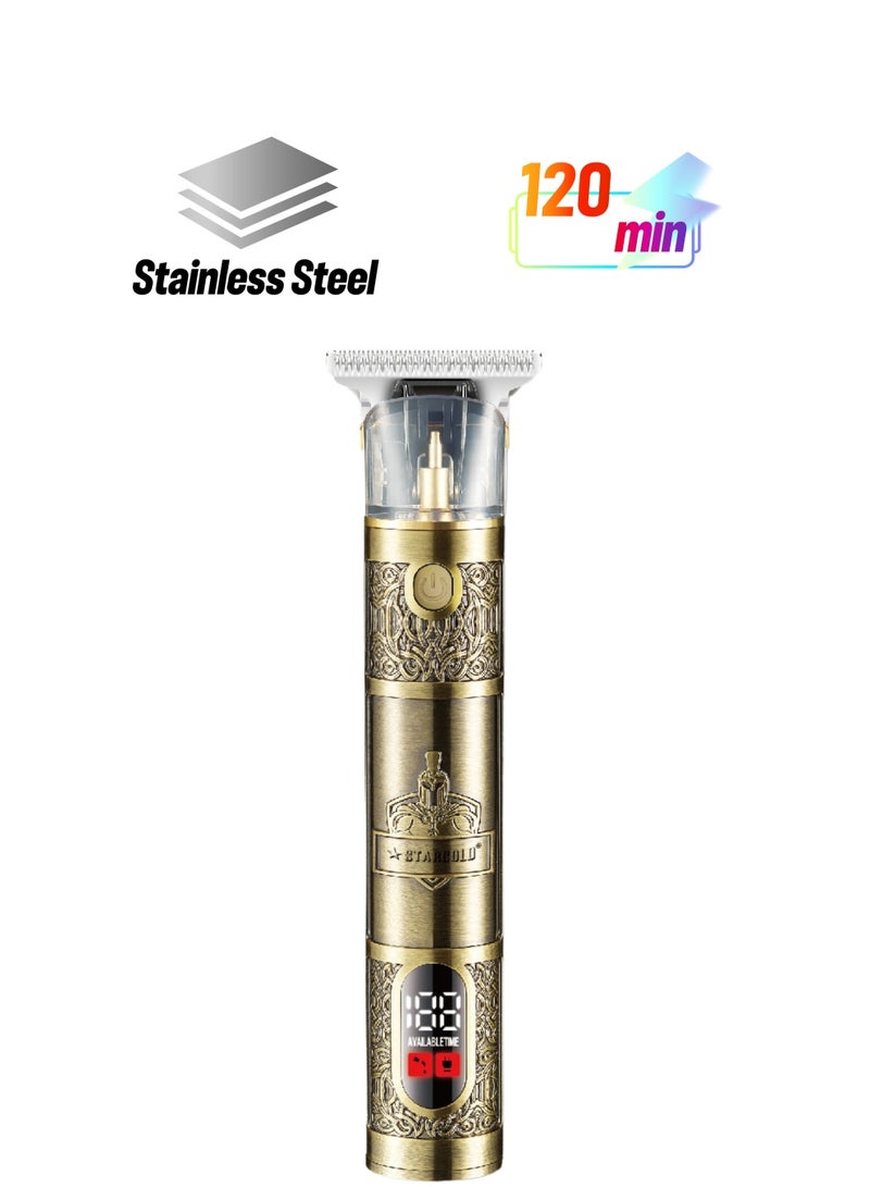 ستارجولد ماكينة قص شعر احترافية لاسلكية، جسم معدني، شفرة على شكل حرف T من الفولاذ المقاوم للصدأ، محرك سبيكة PD، شحن سريع، قفل متطور - Image 1