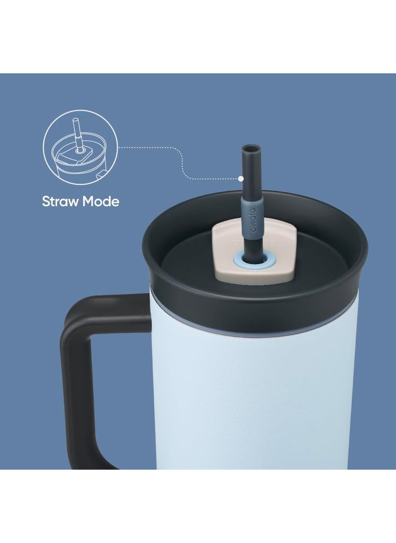 Owala Owala Stainless Steel Triple Layer Insulated Travel Tumbler with Spill Resistant Lid  Straw  and Carry Handle  BPA Free  40 oz  Blue (The Great Blue)  - Image 4