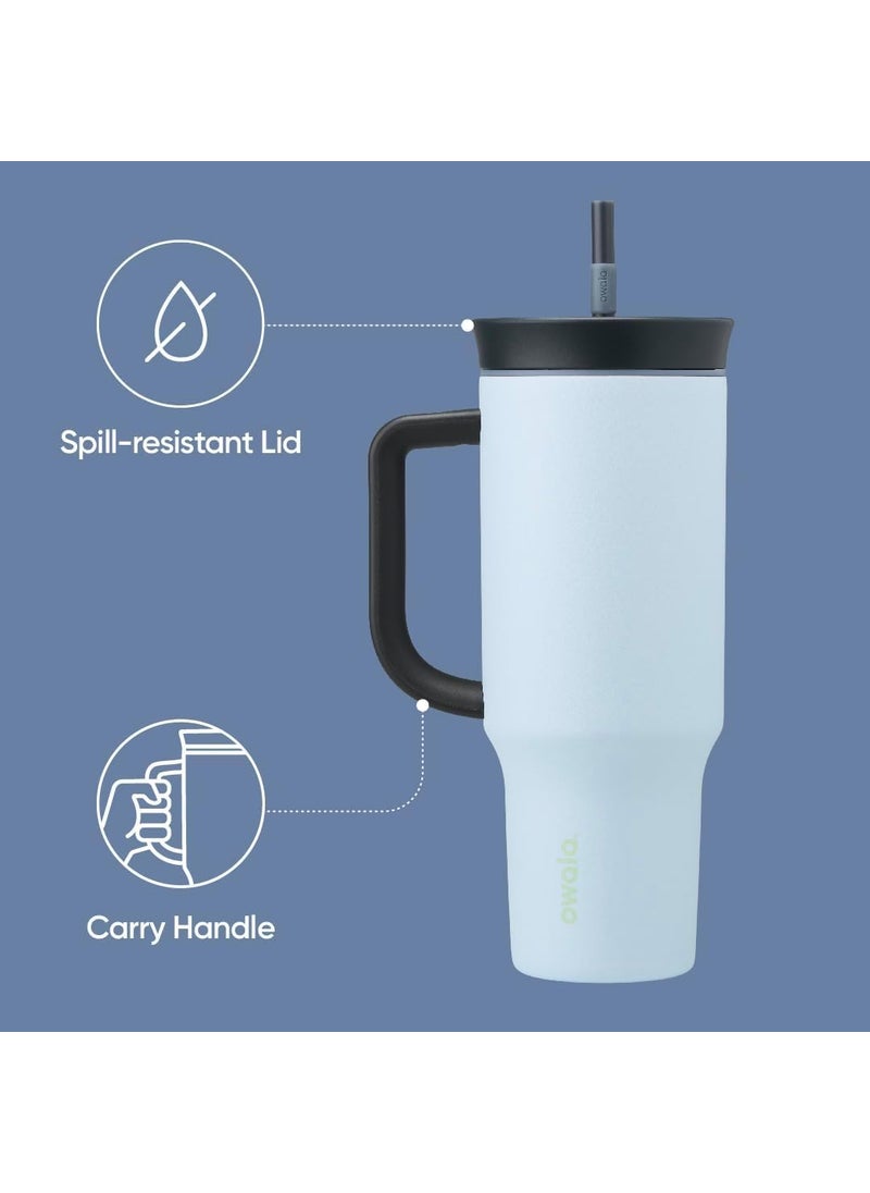 Owala Owala Stainless Steel Triple Layer Insulated Travel Tumbler with Spill Resistant Lid  Straw  and Carry Handle  BPA Free  40 oz  Blue (The Great Blue)  - Image 3