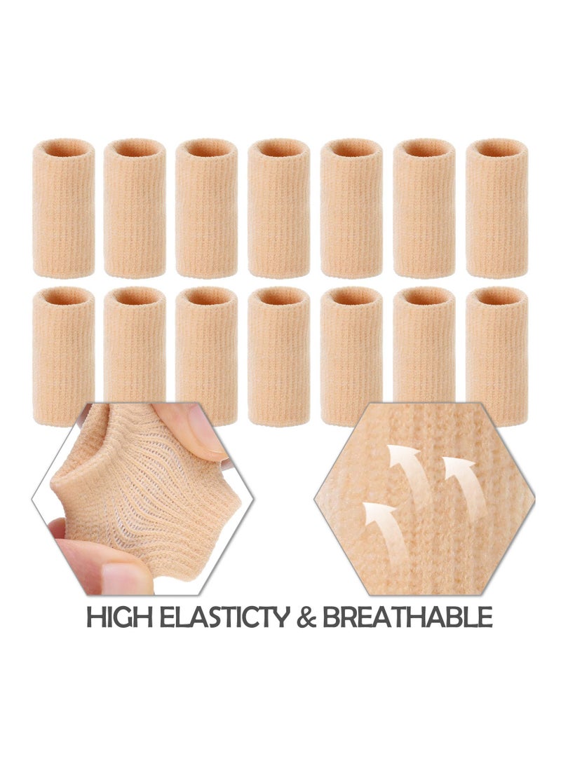 KASTWAVE Finger Sleeves 10PCS Thumb Splint Brace for Triggger Finger Support Breathable Elastic Finger Tape Compression Pression Protector for Reliving Pain Compression Aid for Sports Beige  - Image 2