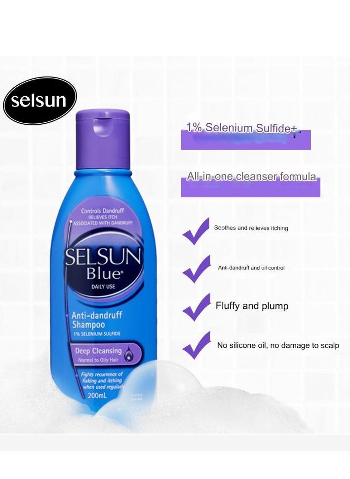 Selsun blue Anti-dandruff Shampoo,1% SELENIUM SULFIDE Deep Cleansing,Normal to Oily Hair,Fights recurrence of flaking and itching when used regularly 200mL  - Image 2