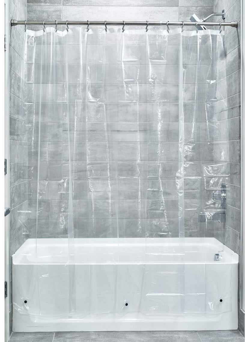 InterDesign Vinyl Plastic Long Shower Curtain Liner. Plastic Shower Curtain for use Alone or With Fabric Curtain, 108 x 72 Inches, Clear  - Image 1