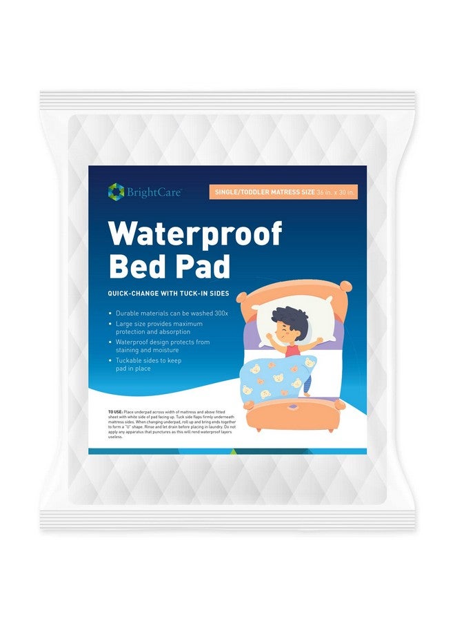 BrightCare Kids Waterproof Bed Pad - Washable Underpad with Tuck in Sides - Soft Quilted Reusable Bed Wetting Protection for Potty Training Children (Toddler and Single Bed Size) - by BrightCare - Image 1