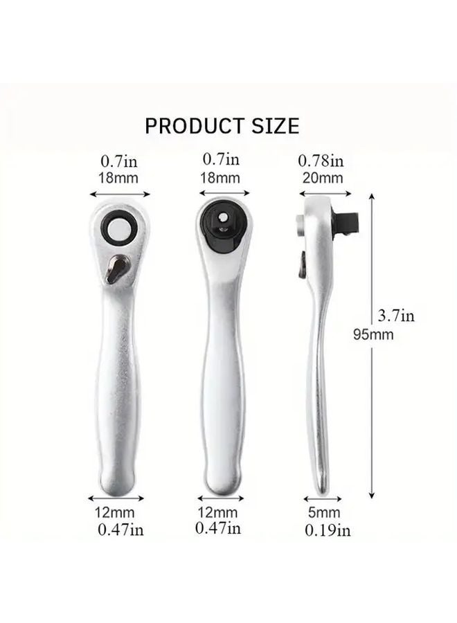 Batch Wrench 1 4 Inch Square Ratchet Socket Head 72 Tooth Mini Quick Wrench Hex Handle - Image 5