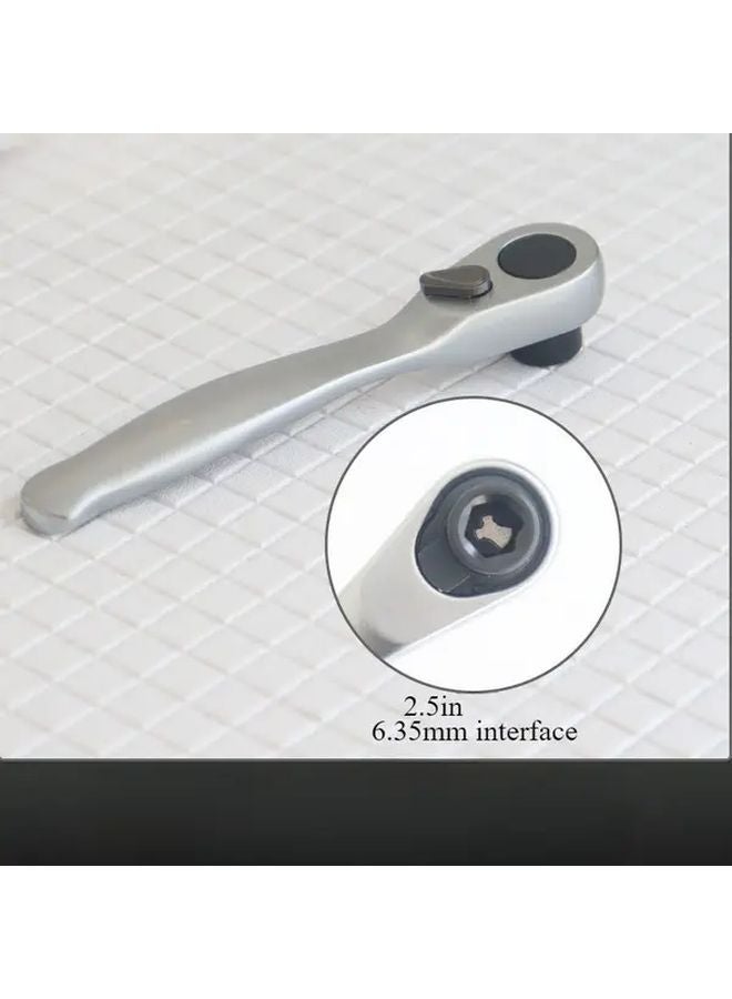 Batch Wrench 1 4 Inch Square Ratchet Socket Head 72 Tooth Mini Quick Wrench Hex Handle - Image 1