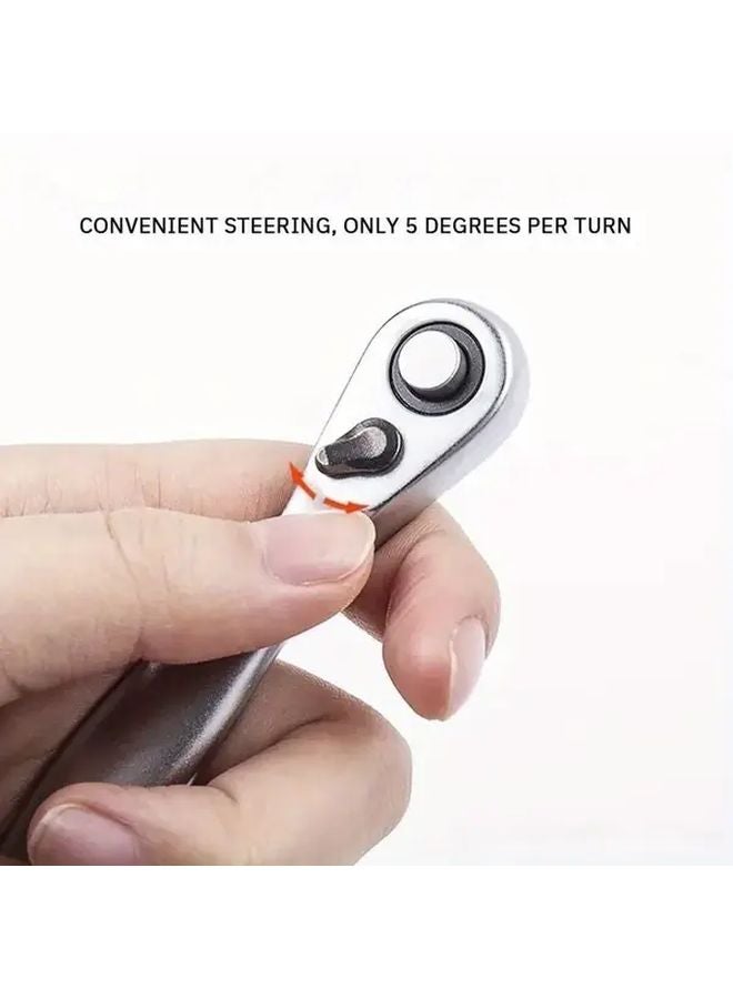 Batch Wrench 1 4 Inch Square Ratchet Socket Head 72 Tooth Mini Quick Wrench Hex Handle - Image 3