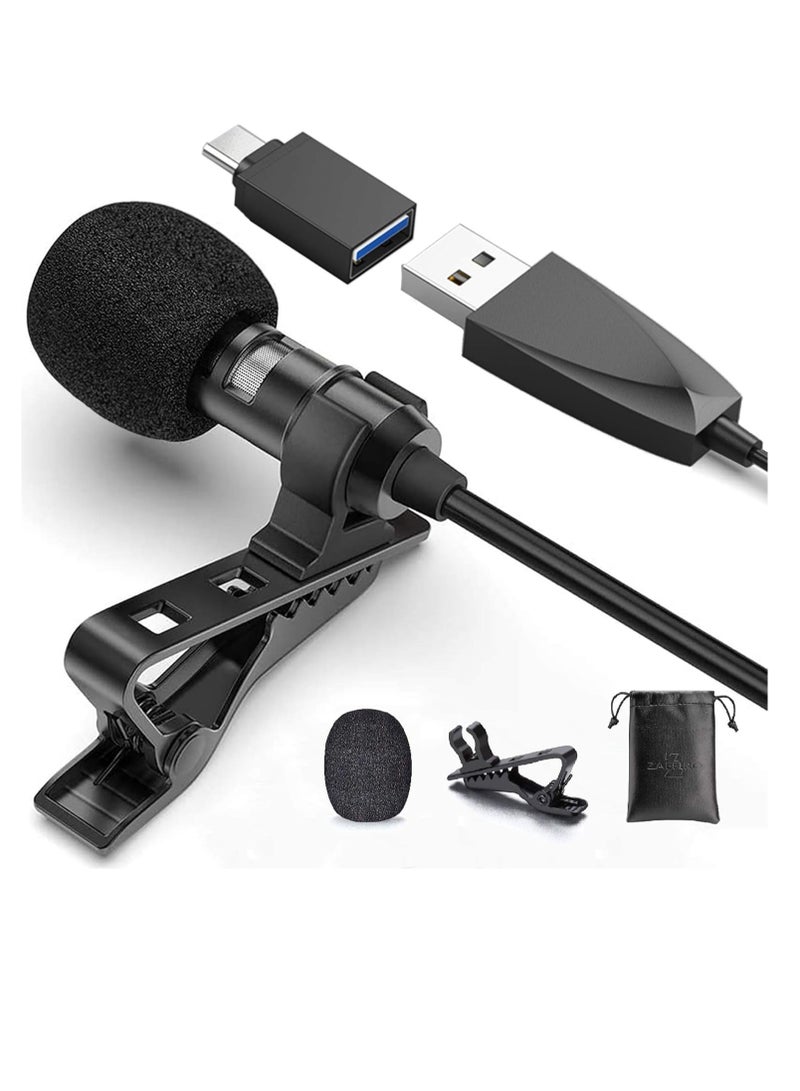 USB Lavalier Lapel Microphone for Video Recording & Streaming - Plug & Play, Omnidirectional, USB-C, Compatible with Android, PC, Laptop, Mac, PS4  - Image 1