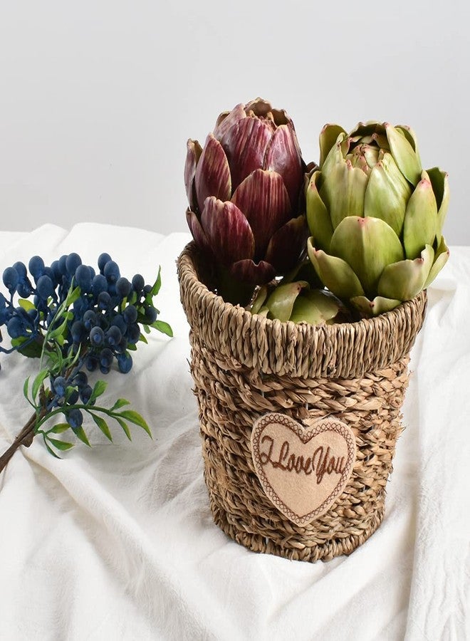Luckforest Artificial Artichoke Large Simulation Artichoke Fake Fruits for Home Kitchen Decor Wedding Party Table Fruit Basket Decoration Set of 3 (Green, Red) - Image 2