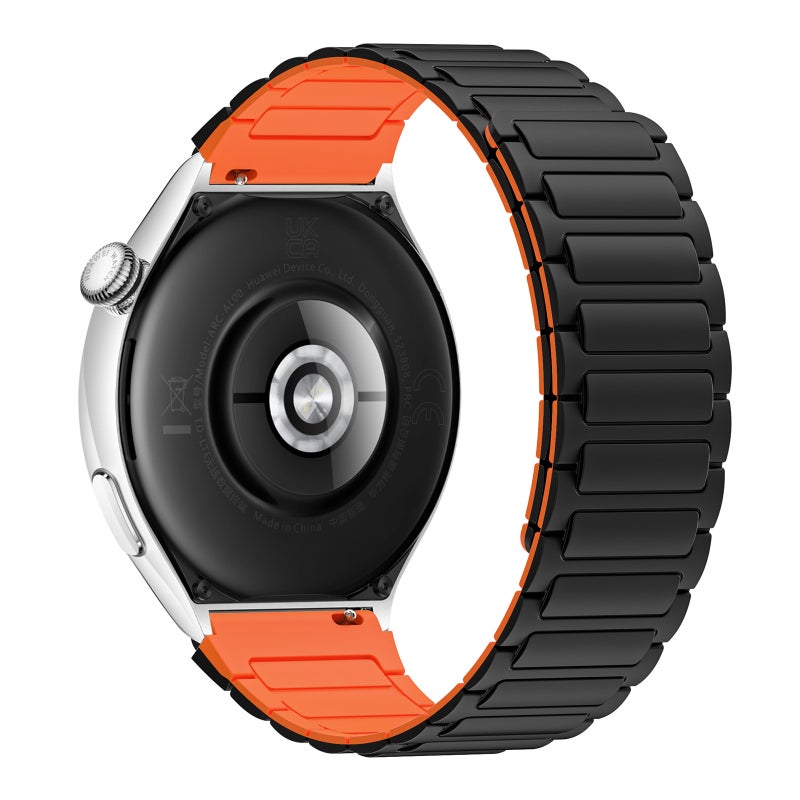 erorex For Huawei Watch Buds 22Mm I-Shaped Magnetic Silicone Watch Band(Black+Orange) - Image 2