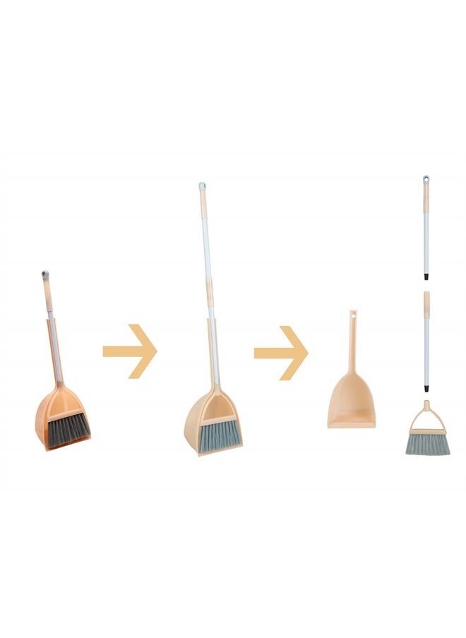 Mini Broom with Dustpan for Kids,Little Housekeeping Helper Set (Light Orange)