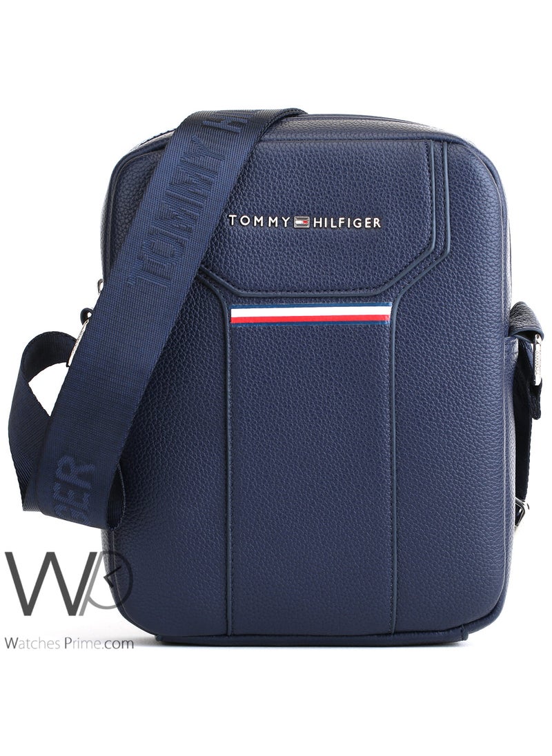 Tommy Hilfiger Plus Tommy Hilfiger Blue Crossbody Messenger Leather Bag For Men  - Image 1