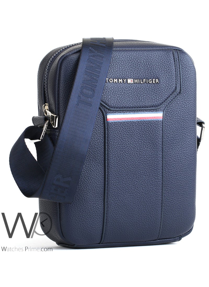 Tommy Hilfiger Plus Tommy Hilfiger Blue Crossbody Messenger Leather Bag For Men  - Image 5