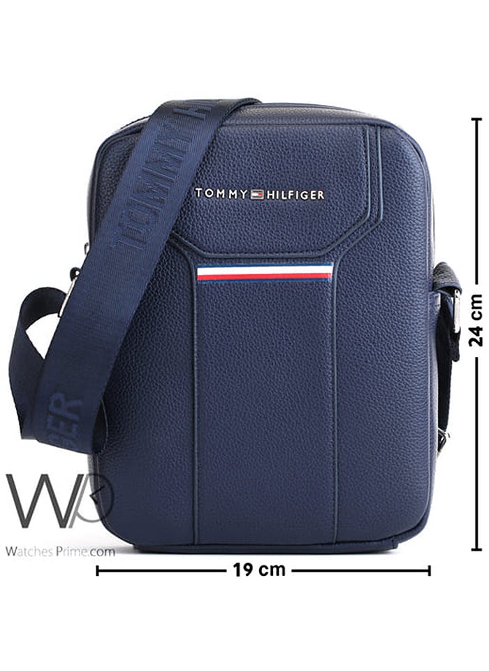 Tommy Hilfiger Plus Tommy Hilfiger Blue Crossbody Messenger Leather Bag For Men  - Image 3