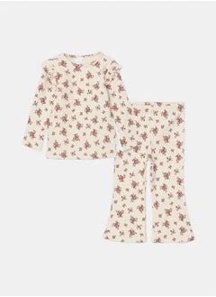 LC WAIKIKI Crew Neck Floral Baby Girl Blouse and Leggings Pants 2-Pack  - Image 1