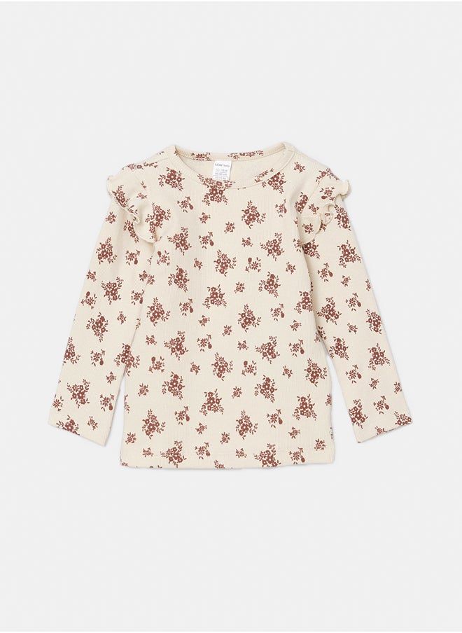 LC WAIKIKI Crew Neck Floral Baby Girl Blouse and Leggings Pants 2-Pack  - Image 2