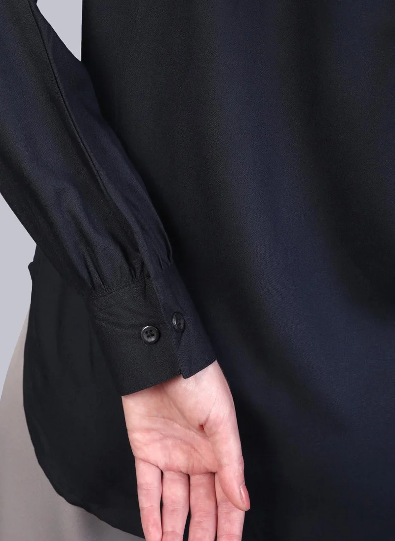 Urbano Fashion  Urbano Fashion Women's Navy Modal Viscose Full Sleeve Regular Fit Casual Solid Shirt with Mandarin Collar for Women | Best Price UAE