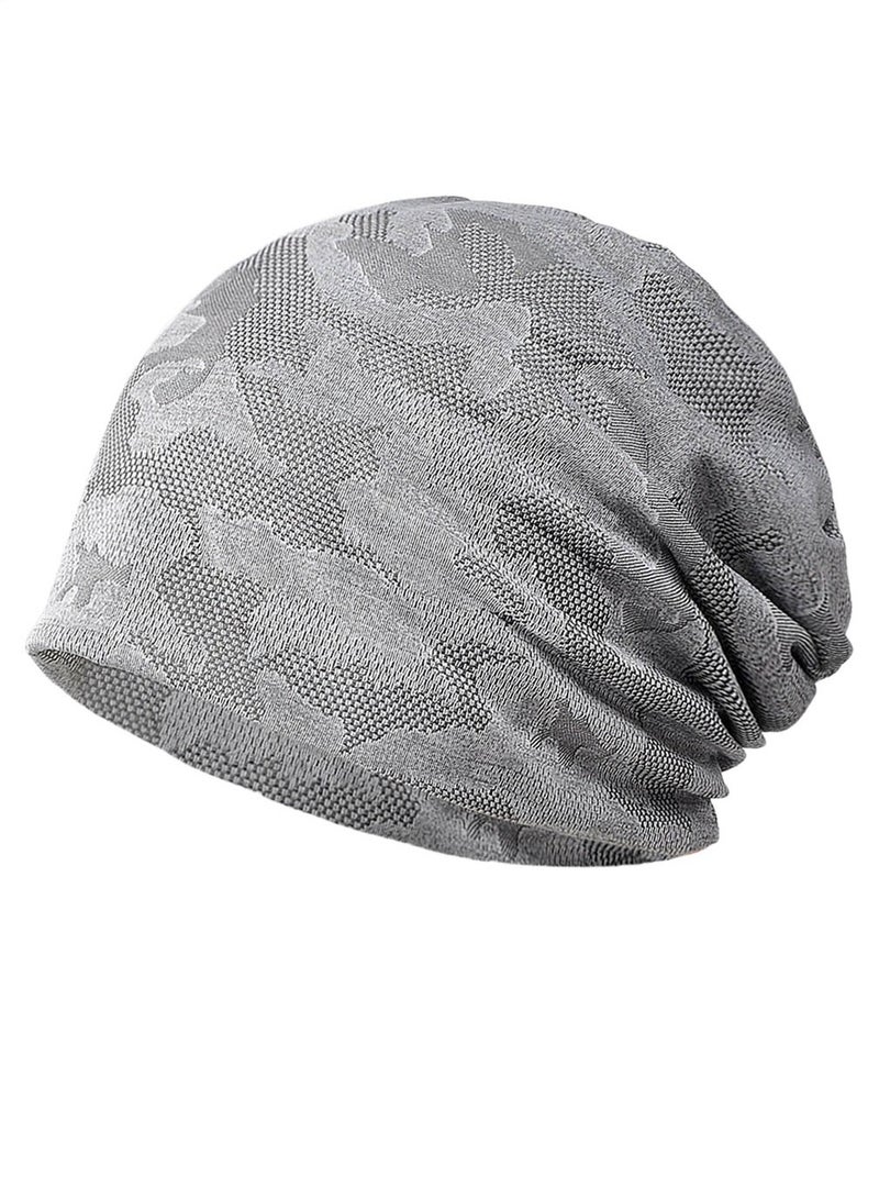 Loquat Infinity Scarf Headwear Cap Mesh Breathable Beanie Hat Light Grey 