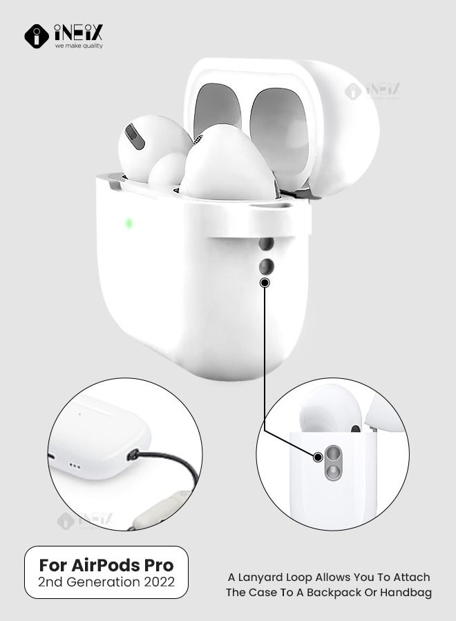INEIX Silicone Case For Apple Airpod Pro 2 2nd Generation 2022-White  - Image 3