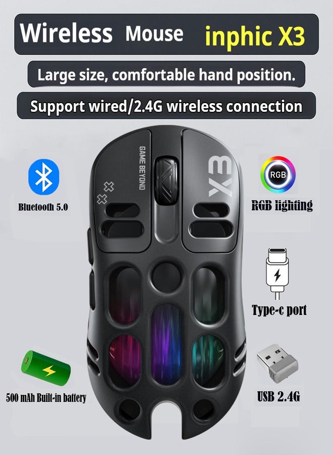 T-WOLF X3 Gaming Mouse Tri-Mode BT Wireless Hollow Design RGB Backlit Mechanical Mouse For Esports - Image 1
