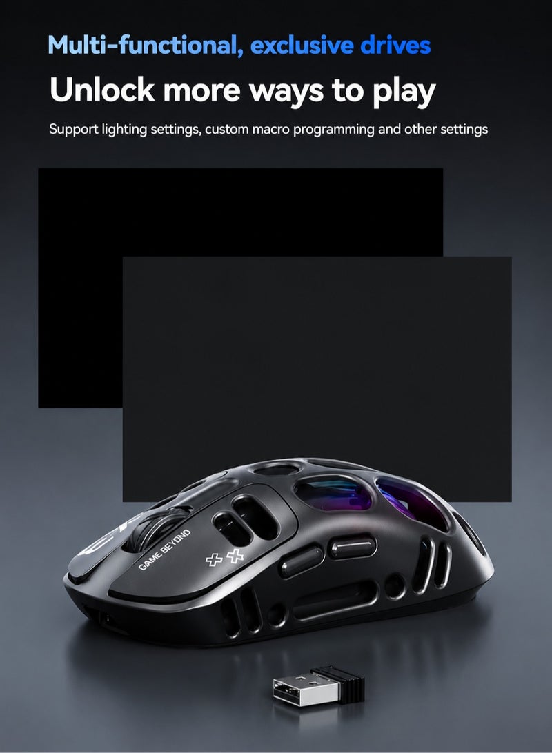 T-WOLF X3 Wireless Gaming Mouse, Tri-Mode Connection, PAW3311 Sensor, 12000 DPI, RGB Backlit, 70g Lightweight Honeycomb Design, Rechargeable Mouse for PC Gaming - Image 5