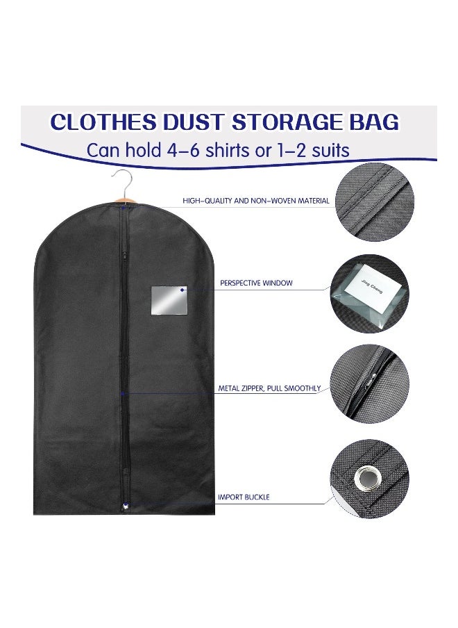 Generic 5Pcs Black Garment Bags for Storage and Travel, Anti-Moth Protector Suit Cover for men for Wardrobe and Travel Dustproof Clothes Jacket Covers  - Image 2