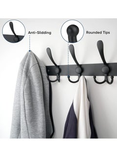 MIXDE Coat Rack Wall Mounted, Heavy Duty Stainless Steel with 5 Tri Hooks Metal Coat Hooks Rail for Hanging Coats, Hanger, Hat, Towel, Backpack, Robes, 2Pack  - Image 4