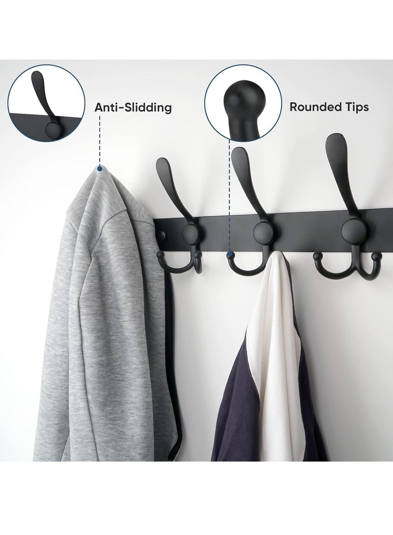 MIXDE Coat Rack Wall Mounted, Heavy Duty Stainless Steel with 5 Tri Hooks Metal Coat Hooks Rail for Hanging Coats, Hanger, Hat, Towel, Backpack, Robes, 2Pack  - Image 4