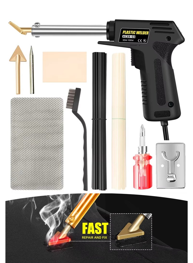 2 in 1 plastic welder kit, plastic welding soldering iron gun with welding head and scraping tool, suitable for car bumper surface repair heat welding kit - Image 1