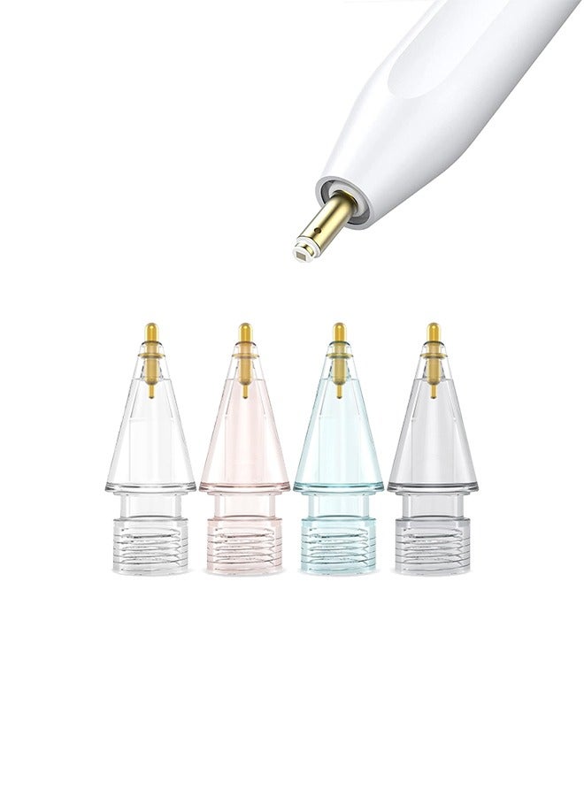 4 Pcs Replacement Tips for Apple Pencil 2nd Generation and 1st Generation Fine Point Metal Tip, Wear-Resistant  Precise Control (1.95mm, Clear + Pink + Blue + Grey)  - Image 1