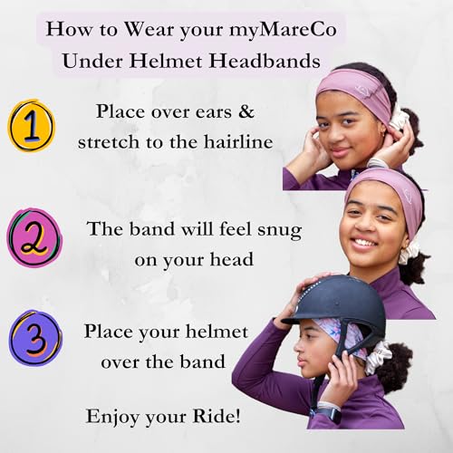 myMareCo Equestrian Headbands for Women, Under Riding Helmet Bands, Sportswear Wide Hair Wrap Suitable for Use with Bike Helmets, Yoga & Hiking - Image 2