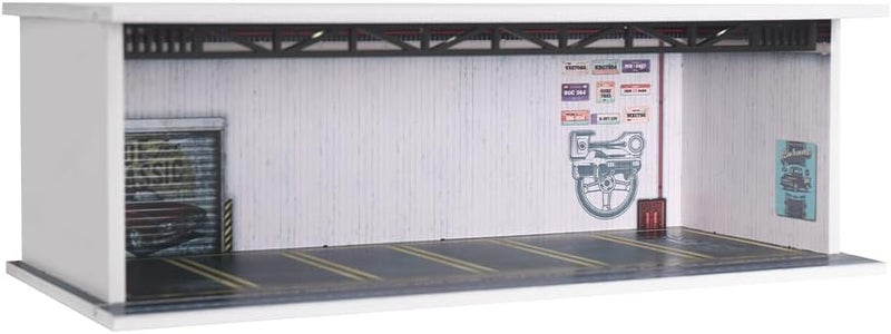 G-FANS 1/64 Scale Hot diecast Wheels Cars Display case - Model Cars scenarios Display Box with LED Light and Acrylic Cover, Scenes Parking lot Diorama Storage Garage 6 Parking Spaces (Wall of Legend) - Image 1