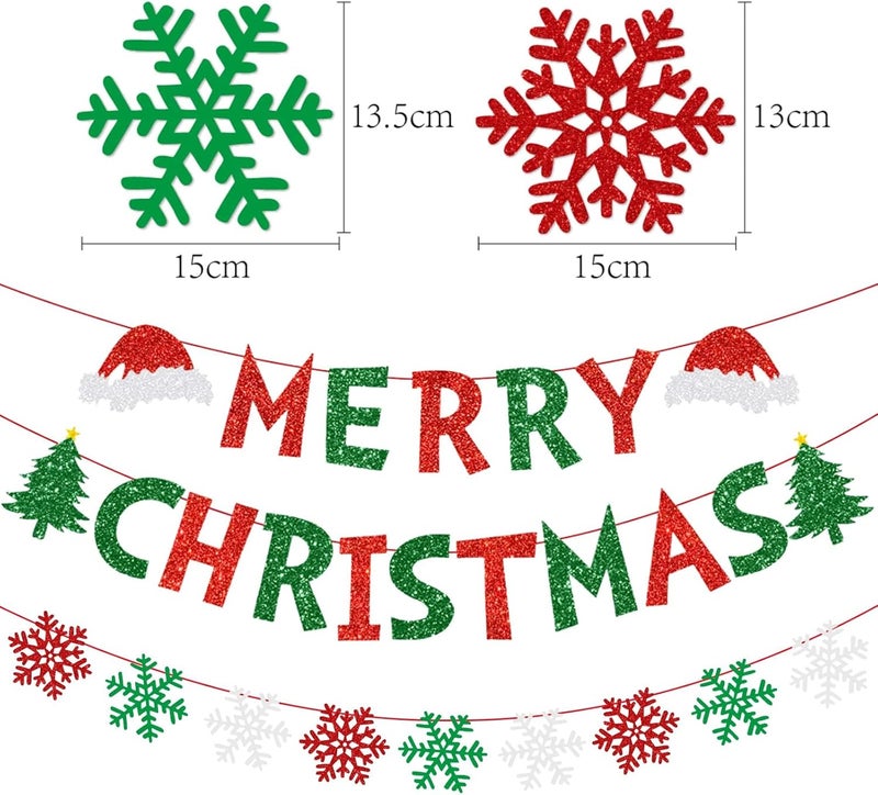 BIGTHREE Merry Christmas Glitter Banner for Indoor and Outdoor Decorations - Image 2