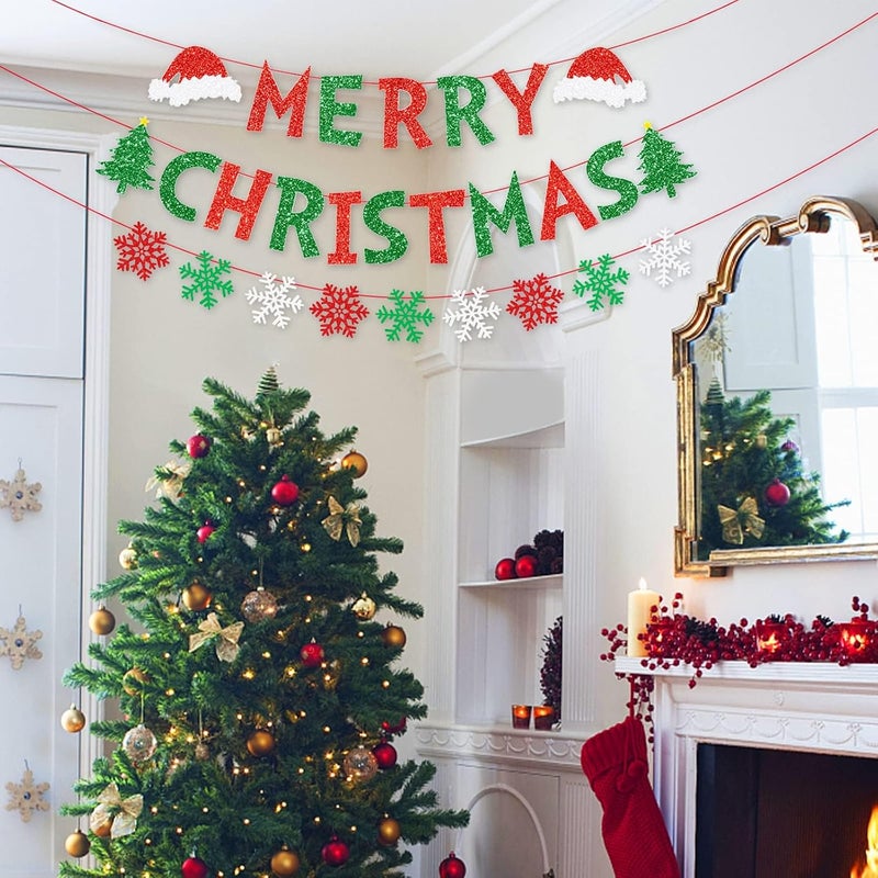 BIGTHREE Merry Christmas Glitter Banner for Indoor and Outdoor Decorations - Image 5