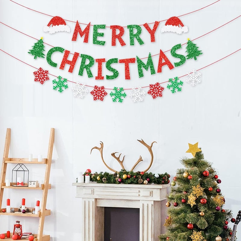 BIGTHREE Merry Christmas Glitter Banner for Indoor and Outdoor Decorations - Image 4