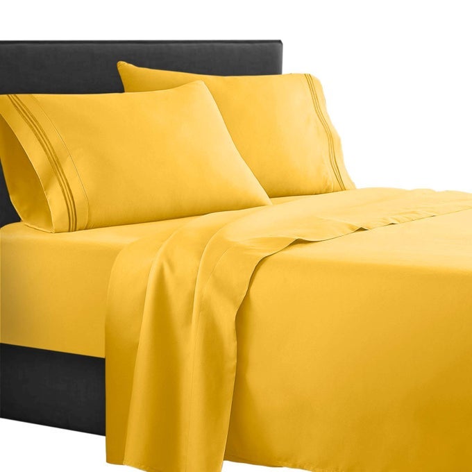 SUPREME 1500 COLLECTION 4PC BED SHEET SET QUEEN SIZE YELLOW