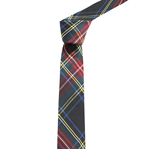 King & Priory Traditional Dark Green & Black Tartan Tie, Check, Plaid - Image 2