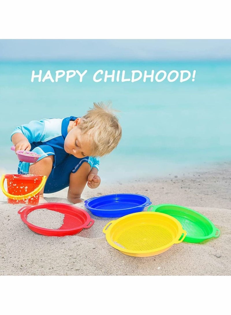 KASTWAVE Heavy Duty Plastic Colorful Beach Sand Sifter Sieves Toys Sets Kit, Durable ABS Gift Set Bundle for Kids Boys Girls- 4 Pack - Image 2