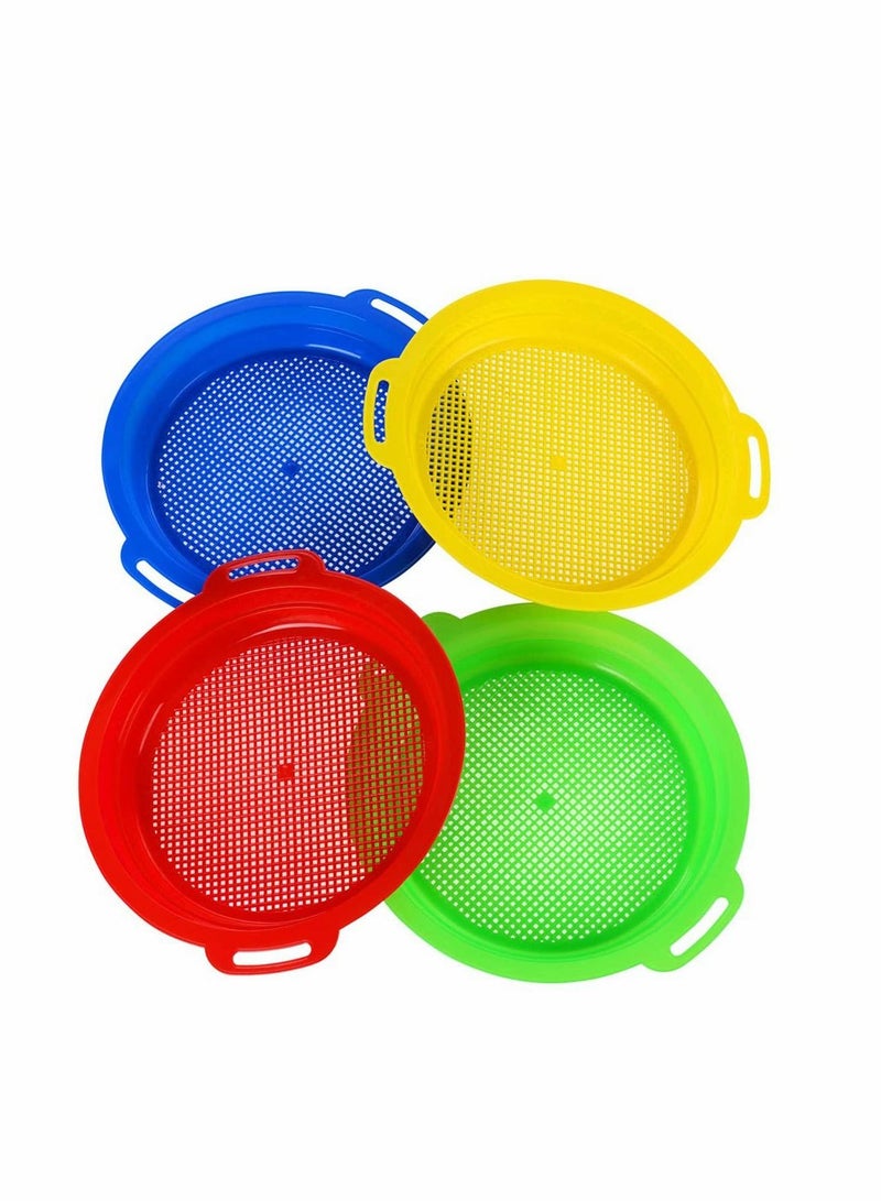 KASTWAVE Heavy Duty Plastic Colorful Beach Sand Sifter Sieves Toys Sets Kit, Durable ABS Gift Set Bundle for Kids Boys Girls- 4 Pack - Image 1