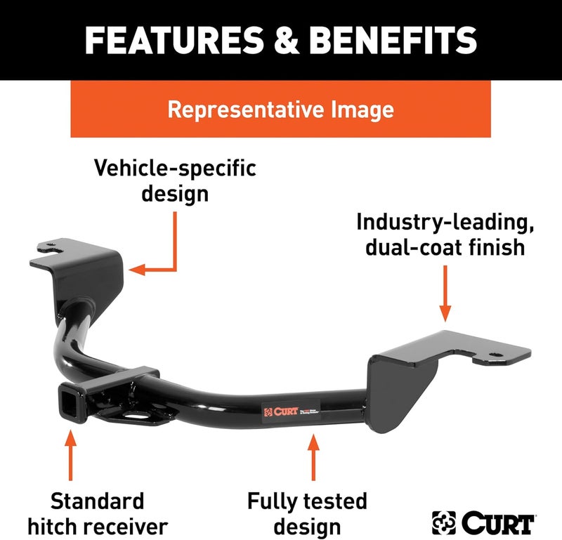 Curt كورت 11128 وصلة مقطورة من الفئة 1 مع مستقبل بقطر 1-1/4 بوصة لسوزوكي سايد كيك وجيو تراكر، أسود - Image 3