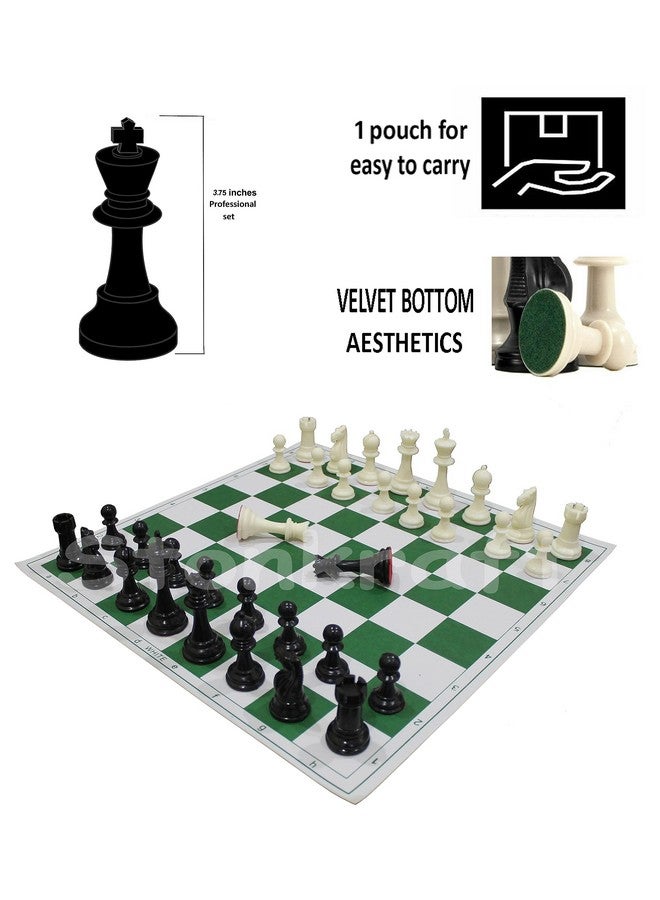 ستونكرافت لعبة شطرنج بطولات قابلة للطي من الفينيل من StonKraft مقاس 18.2 بوصة × 18.2 بوصة مع قطع بلاستيكية صلبة (مع ملكتين إضافيتين وحقيبة من الفينيل) - للاعبي الشطرنج المحترفين - أخضر - Image 2