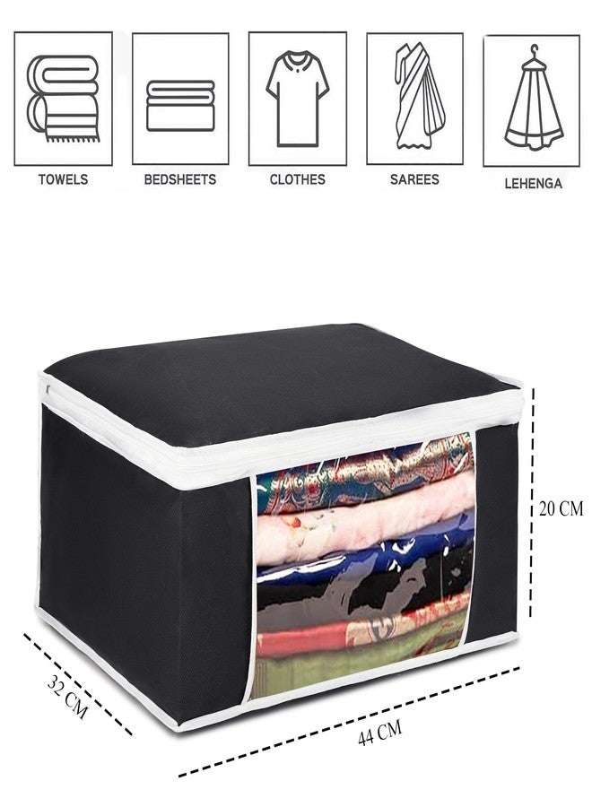 Wings Star Set of 12 Non-Woven Printed Saree Cover/Cloth Storage/Organizer with Transparent Window (Black) - Image 3